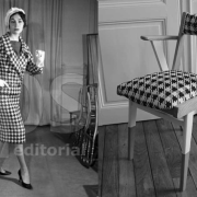 fauteuil bridge années 60 rénové motif pied de poule